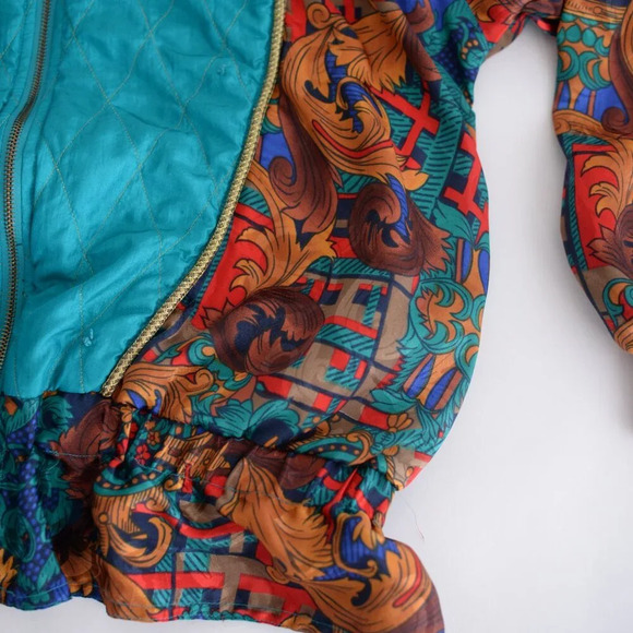 Vintage Teal Nylon Zip Up Lightweight Spring Jacket L - Picture 6 of 10